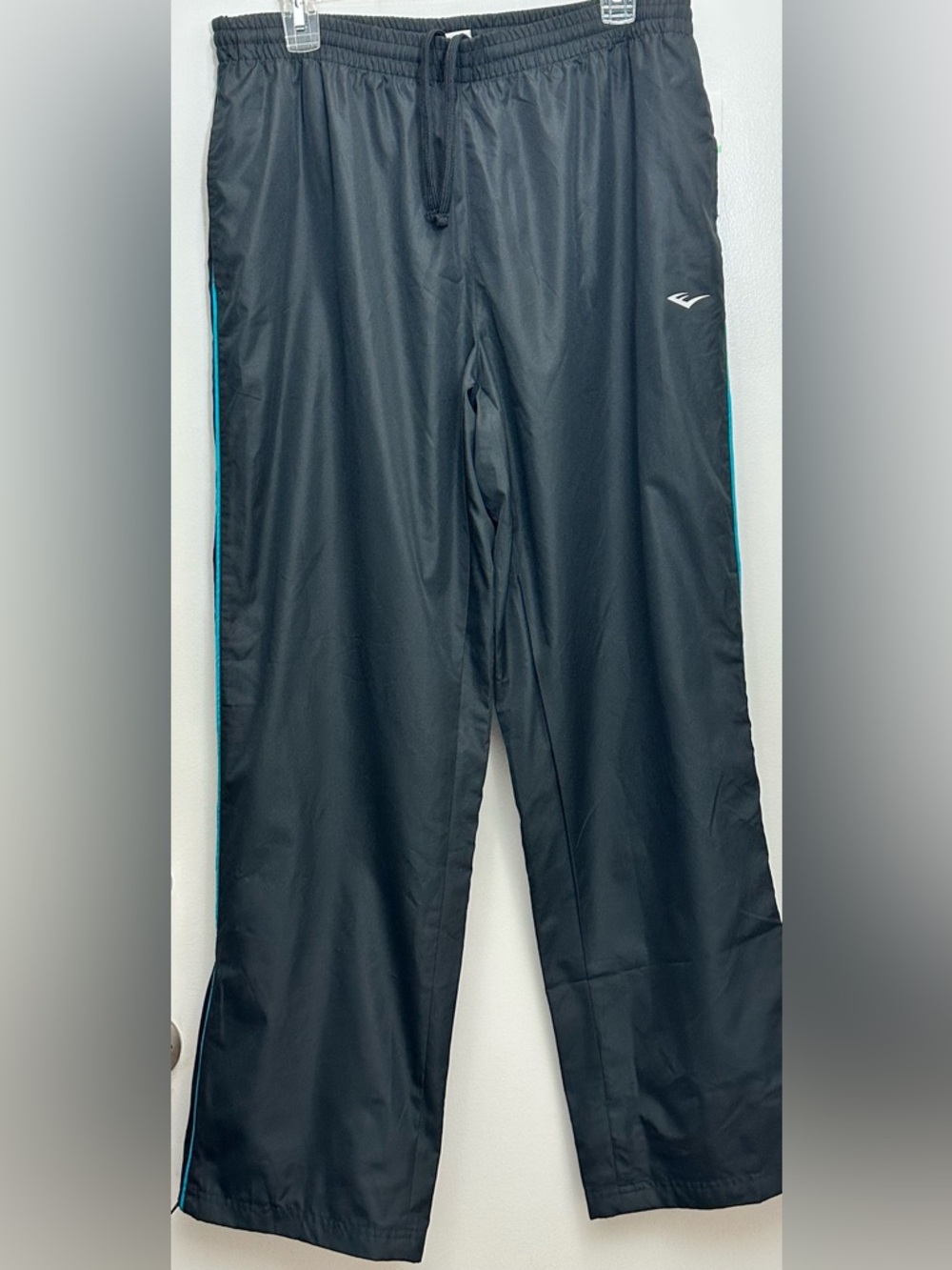 Everlast Black Athletic Pants Teal Piping Track Pant Lg